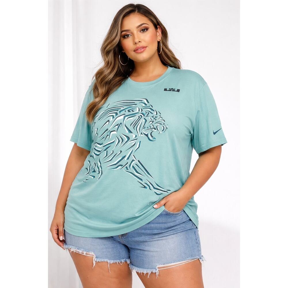 Nike Dri Fit Lion Graphic T Shirt Womens 2X Teal Short Sleeve Athletic